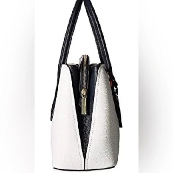 KATE SPADE MARGAUX JEWELED MEDIUM LEATHER PURSE White & Navy satchel/cro… - Picture 4 of 16
